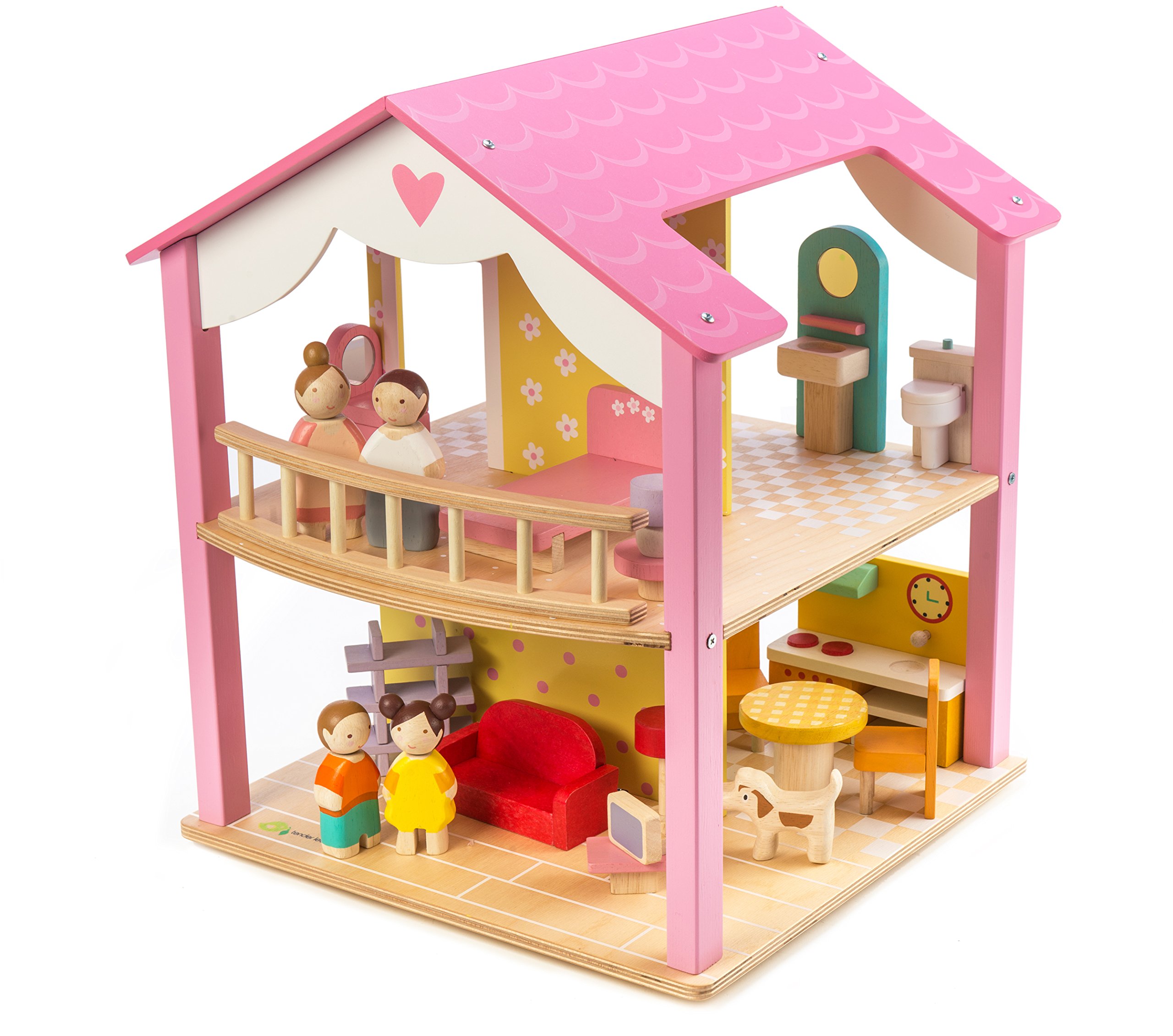 Amazon | 2階建てのピンクリーフハウス スイベルベース付き 高さ18
